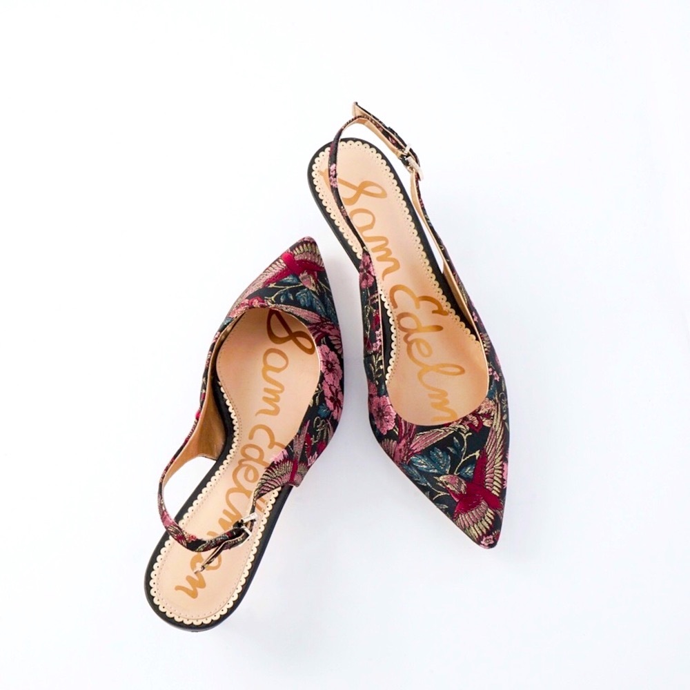 Anthro Sam Edelman Bird Jacquard Ludlow Slingbacks